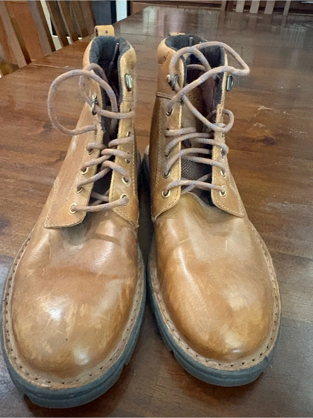 Men's Rockport Tan Leather Lace-Up Work Boots